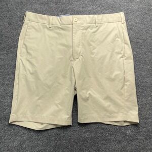 Peter Millar Crown Crafted Surge Performance Shorts Men 35 Tan Tailored Fit Golf